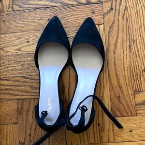Aldo black suede ankle strap heels - size 8.5